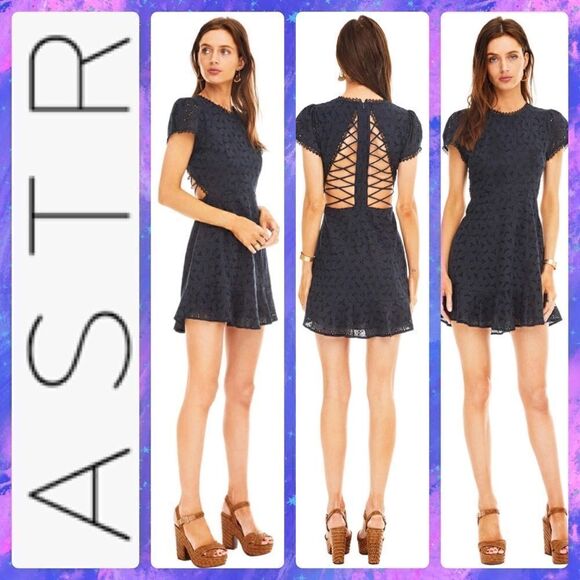 🌻NWT ASTR the Label Mazie Lace Short Sleeve Dress - Picture 1 of 12